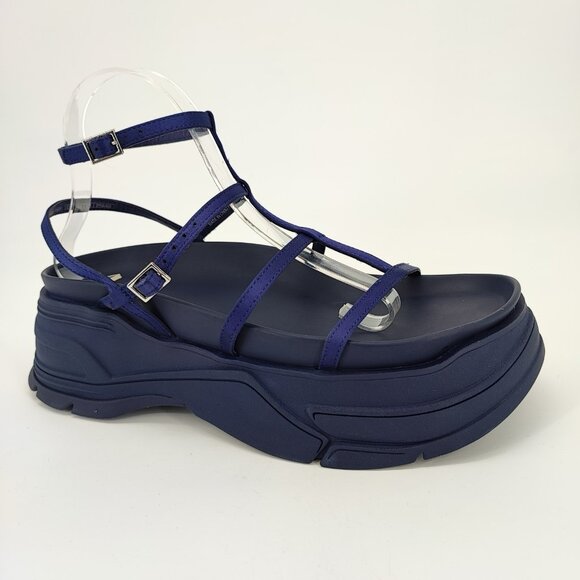 Zara Strappy Flatform Women\'s Size 9 US Man Made Blue Sandals Casual main image 9